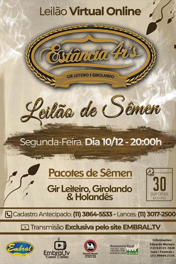 LEILÃO ON LINE ESTÂNCIA 4RS | PACOTES DE SEMÊN LEILÃO ON LINE ESTÂNCIA 4RS | PACOTES DE SEMÊN