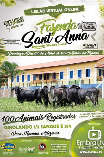 LEILÃO ON LINE | FAZENDA SANT ANNA<Br>DONIZETE OLIVEIRA SOUZA LEILÃO ON LINE | FAZENDA SANT ANNA<Br>DONIZETE OLIVEIRA SOUZA