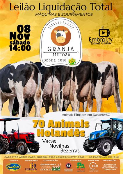 LIQUIDAÇÃO TOTAL GRANJA MIMOSA | GADO HOLANDÊS E OFERTA DE MÁQUINAS E EQUIPAMENTOS DE LEITE LIQUIDAÇÃO TOTAL GRANJA MIMOSA | GADO HOLANDÊS E OFERTA DE MÁQUINAS E EQUIPAMENTOS DE LEITE