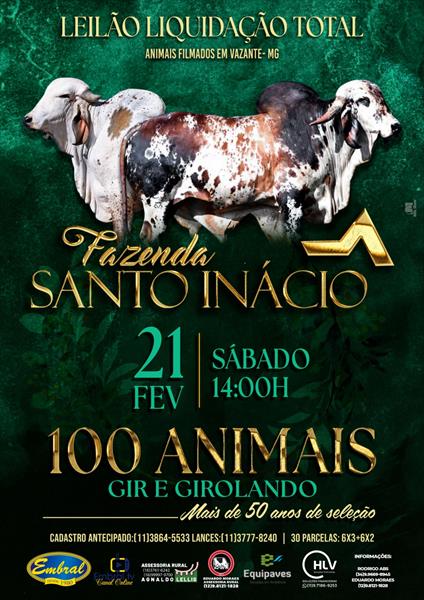 LEILÃO LIQUIDAÇÃO TOTAL FAZENDA SANTO INÁCIO | GADO GIR E GIROLANDO